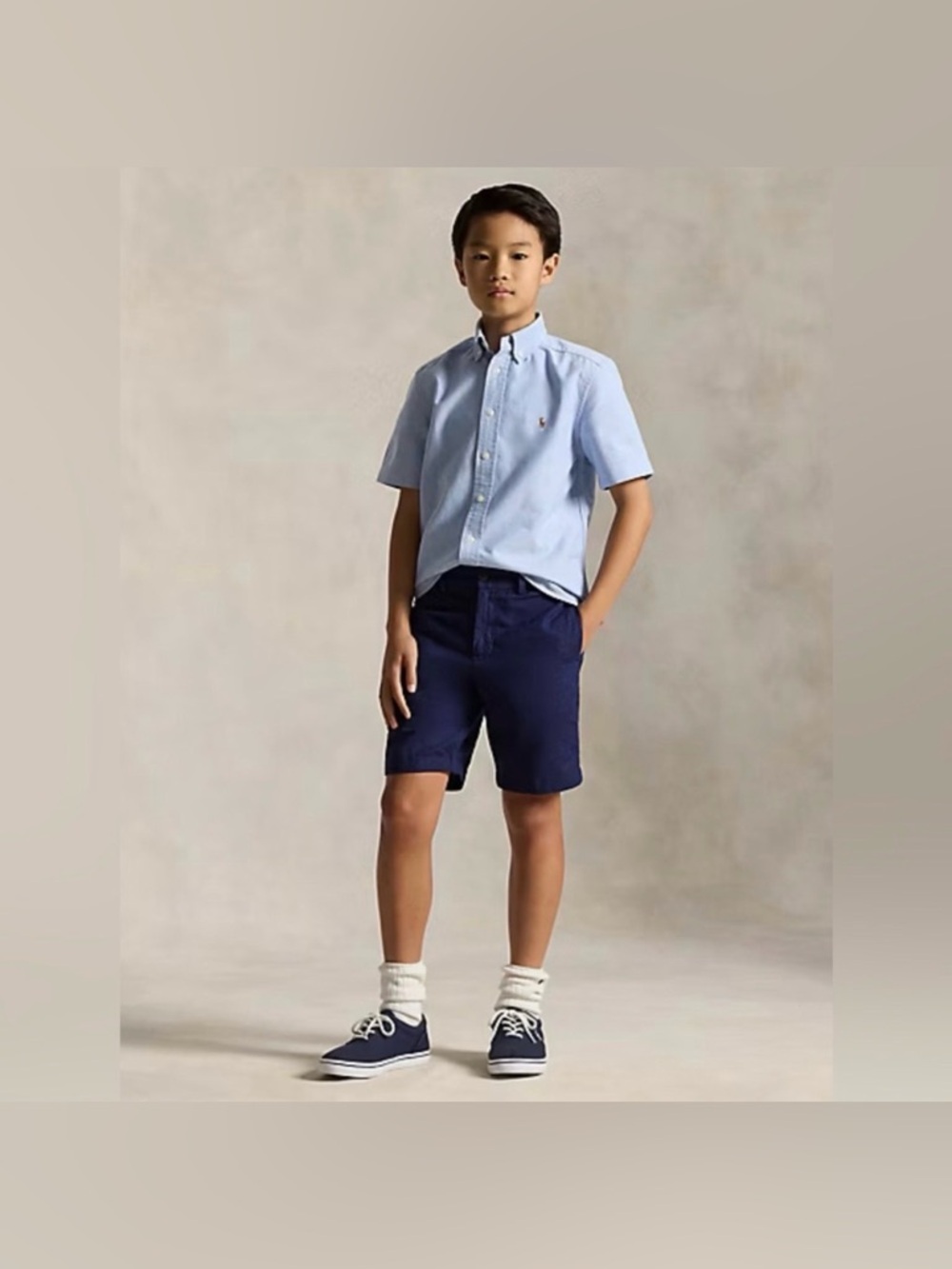 Ralph Lauren Light Blue Short Sleeve Button-Down Oxford Shirt boys Large